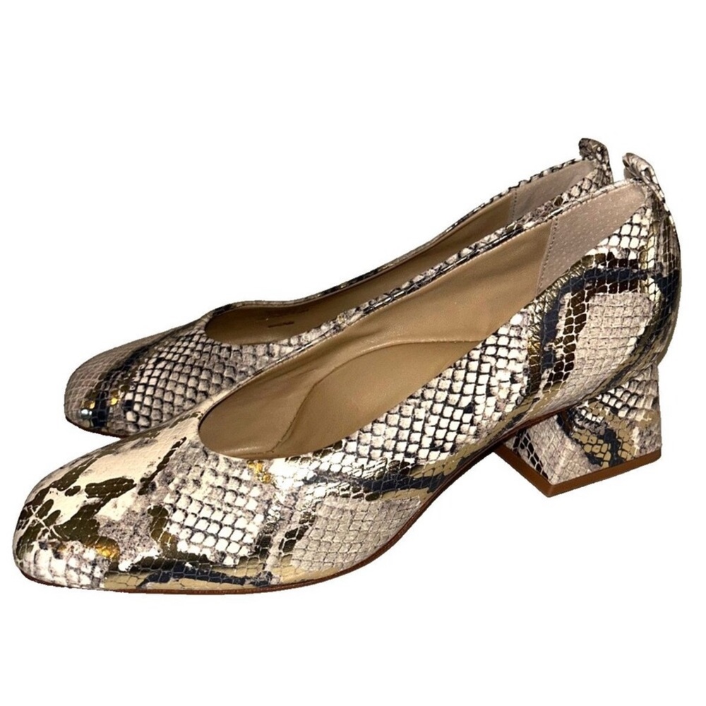 Antonio Melani Women's Gretchen Snake Print Leather Low Heel Pumps size 9.5 M
